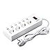 Produktbild BIOENGIE 2er Pack 4-fach Steckdosenleiste mit 6 USB-Anschlüssen für Smartphones, Tablets und USB-ladende Geräte, 1.8M Kabel, EU Stecker, EU Steckdosen Eckleiste (Weiß)