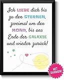 Liebe um den Mond Geschenke Bild mit Rahmen Geschenkidee zum Geburtstag Jahrestag Ostern Hochzeit Hochzeitstag Verlobung Männer Frauen Freundin Freund Paar Pärchen Partner
