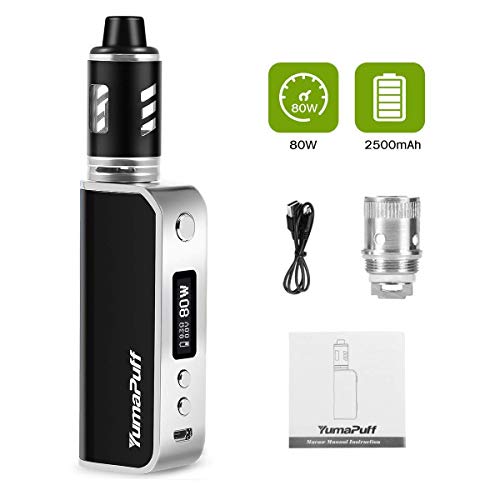 E Cigarette Starter Kit, 80W Yumapuff Macaw E Cigarette, E Cigarette Vape kit, Recargable 2500mah OLED Screen Box Mod, No E Liquid, No Nicotine