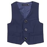 chaleco ceremonia niño  IEFIEL Chaleco para Niño Chico Traje Formal de Fiesta Ceremonia Bautizo Boda Algodón Azul Oscuro 8-10 Años