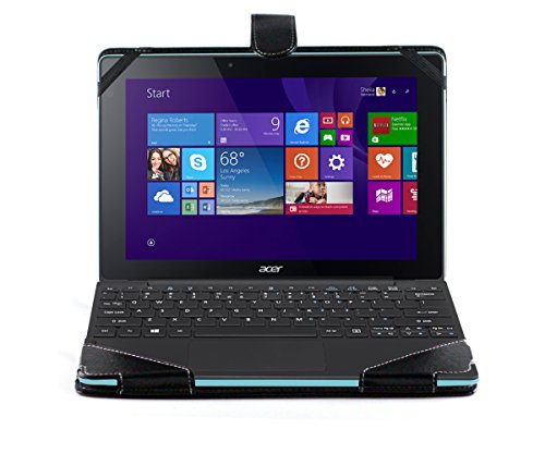 Navitech Schwarzes Leder Case Cover Tasche für das Medion Akoya E1235T - 2