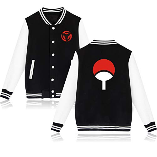 Chaqueta de Manga Larga Unisex Naruto Impreso Otoño Invierno Béisbol Abrigos Hip Hop Outwear Hokage Uzumaki Naruto Uchiha Sasuke Hatake Kakashi (1,XS)
