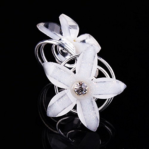 Musuntas 8 Stk. wunderschöne Haarnadeln Weiß Blumen Braut Hochzeit Perle Strass Hochzeit Brautschmuck Braut Haarschmuck Strass Haarklammer - 5