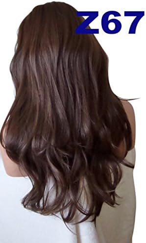 WIG FASHION 24 Inch Ladies 3/4 Half Fall Wig - Sexy Long Layered Flick Wavy Style - HONEY CHESTNUT - Heat Resistant Synthetic - Clip In Hair Piece Women Extension Z67