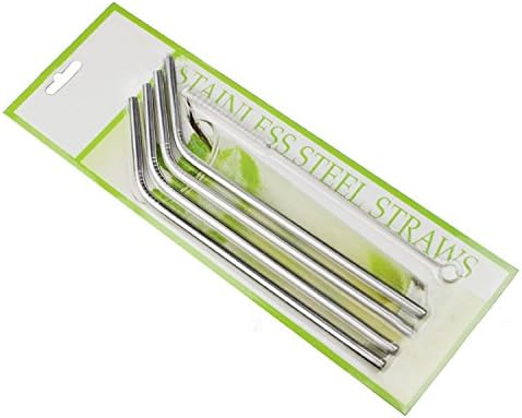 logei® a set of 4 Reusable Washable NON-TOXIC Stainless Steel Drinking Straws (including a straw clean brush)