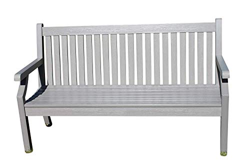 Olive Grove Banco de Jardín de 3 Plazas Color Gris - de Polímero - con Efecto Teca y sin Mantenimiento