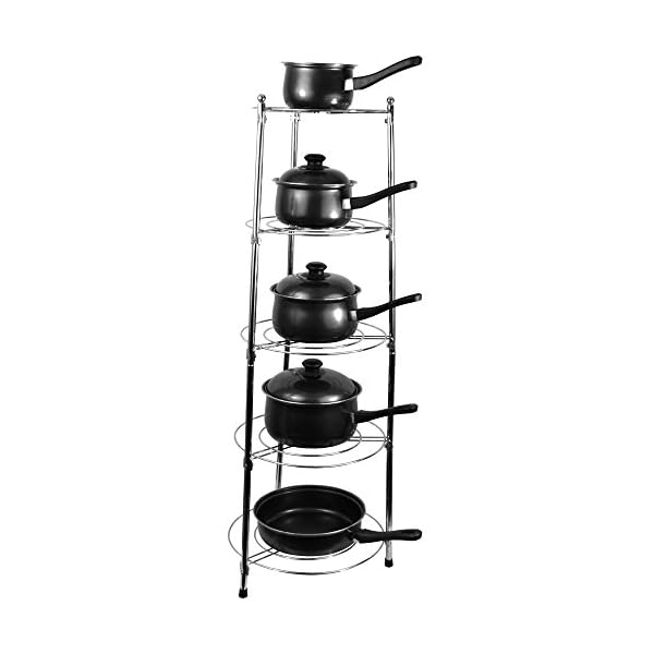 Chef Vida Five Tier Kitchen Pan Stand, Metal, Silver - Image 3