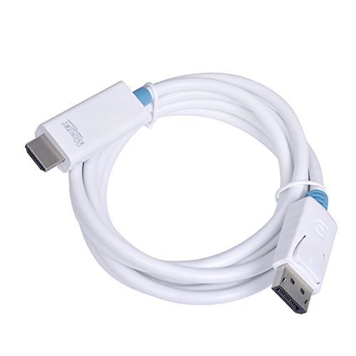 MutecPower 2 meter DisplayPort (DP) männlich auf HDMI männlich Kabel – 4K Ultra HD – Weiß – 2m Mit 3 Kabelbinder - 2