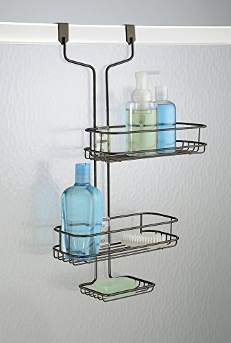 mDesign Duschablage zum Hängen – praktisches Duschregal – ohne Bohren zu montieren – Verstellbare Duschkörbe zum Hängen – aus Edelstahl für sämtliches Duschzubehör - 2