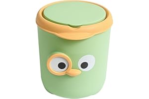 Koomuao Mini Abfalleimer Tisch Mülleimer, 2.2 L Tischabfalleimer Klein, Cartoon Tischmülleimer mit Deckel,Kompaktes Design Mini Kosmetikeimer,für Küchen-Badezimmer-Schreibtisch (Grün)