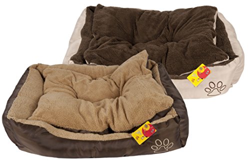 Dog & Co Cuccia per Cani 38848 Taglia M, 75 x 58 x 19 cm, 2 x, Colori Assortiti Beige/Marrone