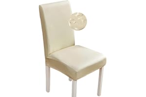 Bestenrose Stuhlhussen 2er/1er PU Leder Stuhlbezug wasserdichte Stretch Esszimmer Stuhlüberzug Stretch Stuhl Husse Universell Stuhlhussen Haus Büro Restaurant (1-Stück, Beige)