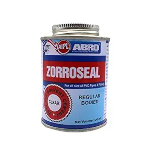 ABRO ZS10P-100-T ZORROSEAL Solvent Cement for PVC Pipes & Fittings Fast Setting Liquid Adhesive for Plumbing & Sewage Systems (100ml)