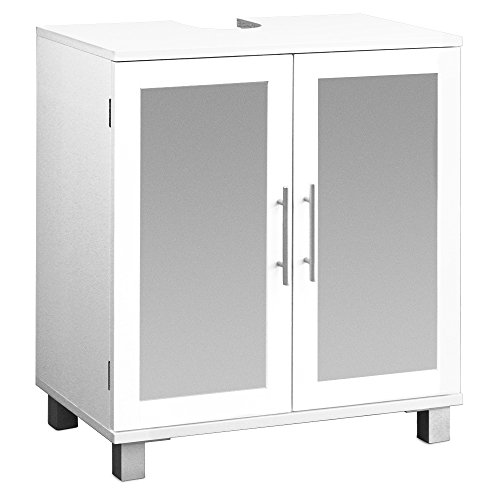 Waschbeckenunterschrank Badschrank Badzimmermöbel Badezimmermöbel Unterschrank Waschbeckenunterschrank mit 2 Türen und satiniertem Glas
