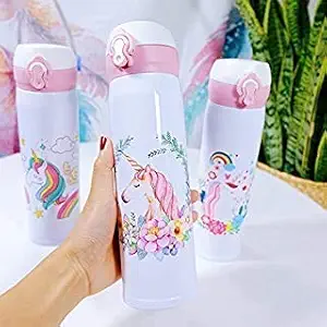 VIRTUAL WORLD Stainless Steel Unicorn Water Bottle for Kids | Vacuum Flask Insulated Steel Water Bottle for Kids, Teenagers, Adult