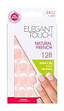 Elegant Touch Natural French Pre Glued Nails Number 128, Small/Pink