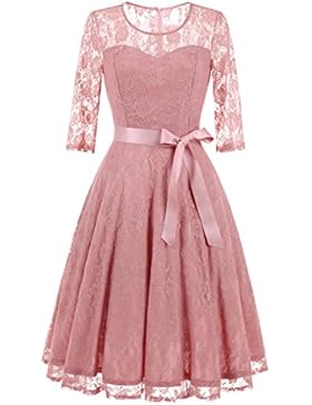 Dressystar Spitzenkleid unter Knie 3/4 Ärmel Lang Damen Abendkleid Sexy Herzform