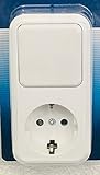 interruptor conmutador y enchufe color blanco Base schuko con interruptor. Características Tipo base shuko + conmutador Color blanco Intensidad máxima base 16A/250V~ Intensidad máxima interruptor 10A/250V~