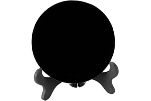 Hoite Svart obsidian spådomsspegel med stativ, 12 cm naturlig kristall, polerad rund platta för spådomsmeditation