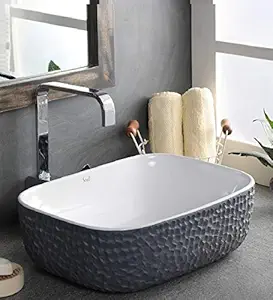 Zoyo Cera Joyo Cera Round Designer Ceramic Wash Basin / (Inch 18x13x5) / Color White/Glossy Finish/Countertop/Tabletop Ceramic Bathroom Sink/