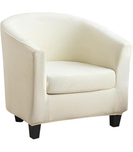 Mingfuxin hoes voor clubfauteuil, zetelhoes, veel stretch, fluwelen overtrek voor kuipstoel, fauteuil, bank, meubelbescherming, zachte bankbedekking (gesplitst - flens, fluweel