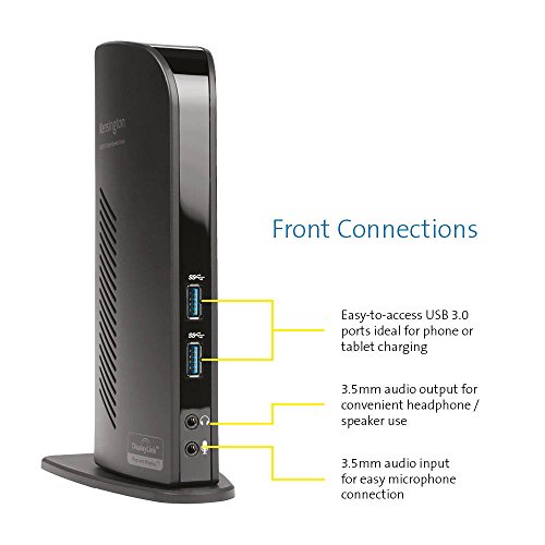 Kensington K33972EU (Sd3500V) - USB 3.0 Dual Estación de Docking para Portátil con Hdmi, Salidas Dvi (Incluye Adaptadores Dvi-Vga + Dvi Hdmi), 6 Puertos USB (2 USB 3.0 + 4 USB 2.0)