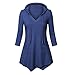 Produktbild Damen Hoodies, Hansee Damen Winter 3/4 Ärmel V-Ausschnitt Hoodie Lose Tunika-Top mit Kängurutasche Shirt Slim Bluse (Blau, Asian Size M)