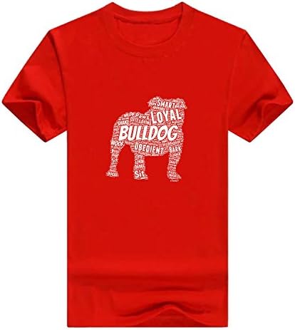 English Bulldog Word Art Dog Puppy Owner Gift Short Sleeve Men's T-Shirt(Large,Red)