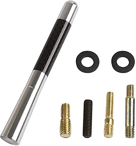CARIZO Car Aluminium Fiber Car Auto AM/FM Radio Aerial Antenna with Screws (Carbon Black & Silver) for Maruti Suzuki Baleno (Type-II) 2015-2018