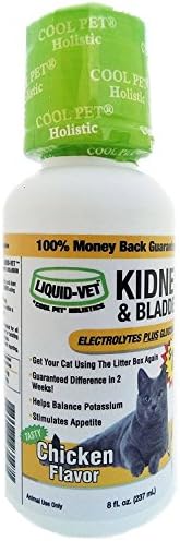 Liquid-Vet Cat Kidney and Bladder Formula – Fast Acting Electrolytes PLUS Glucosamine for Kidney and Bladder Aid in Felines– Chicken Flavor - 237 mL