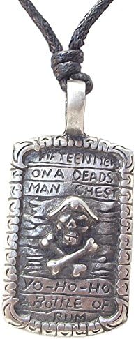 Pewter PIRATE DEAD MANS CHEST Pendant Adjustable Black Cord Necklace Nickel Free