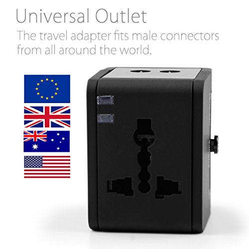 MyGadget Universal Weltreise Reiseadapter Travel 2100 mAh (UK, USA, EU, AU) mit 2x USB Adapter für u.a. England, China, Japan, Kanada, Australien in Schwarz - 2