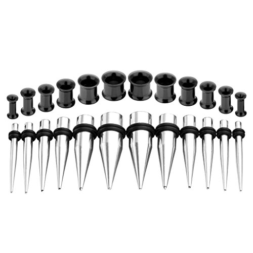 Buy Gauges Kit 24 Tapers and Plugs Stainless Steel Tunnels 10G, 8G, 6G