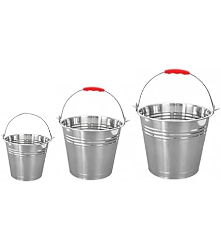 SECCHIO METALLO ACCIAIO MANICO PLASTICA Lt 10