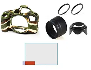 FND Camera Case, Hood, Filter Replacement for Canon DSLR (200D II -18-55MM is STM & 55-250MM is STM, Camoflauge)