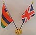 Produktbild Maurice Mauricien Union Jack 2 Flagge Freundschaft-Tisch mit Basis Gold