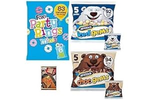 KITCHEN FELLA Fox's Mini Biscuits Iced Rings, McVitie's Iced Gems and Choc Gems Party Selection Pack. 16 Small Bags for Kid's Parties, Lunch Boxes and Snacks