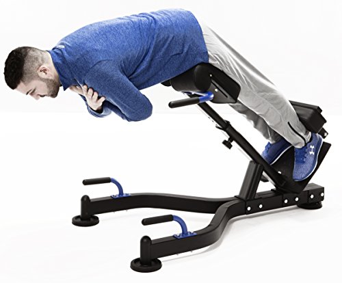 MAXXUS Hyperextension Pro, kombinierter Bauch- und Rückentrainer. Integrierte Liegestütz- Griffe. Extrem robuste Konstuktion. Extra dicke Polsterungen, auf Körpergröße anpassbar. Rückenstrecker, Torso Trainer - 6