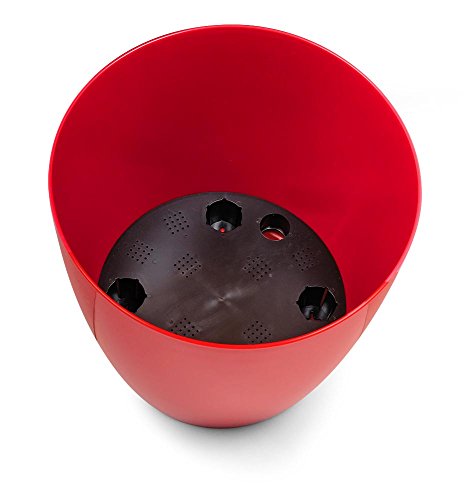 Pflanztopf „Teramo“ rund 35 cm Ø und 34 cm Höhe, weiß hochglänzend mit Wasserreservoir und Rädern - 2