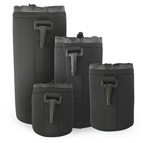 Belmalia 4x Objektivtaschen Set aus Neopren Groesse S+M+L+XL, wasserabweisend, perfekter Schutz für Ihre Objektive - 3