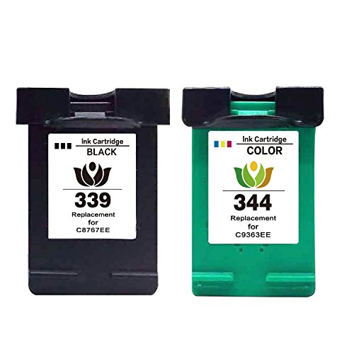 Premium 2er Set Kompatible Tintenpatronen Als Ersatz für HP 339 344 XL Patrone f¨¹r Photosmart 2575 2575XI 2610 8050 2570 2573 D5160 8150 8150XI 2710 8030 8750 Pro B8300 Pro B8330 Pro B8350 OfficeJet 7210 7210V 7210XI 7310 7310XI 7410 7300 7400 K7100 Pro K 7100 7205 7213 PSC 2600 2610 Druckerpatronen (Schwarz , Farbig) 1x339-1x344-hp