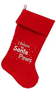 Mirage Pet Products Santa Paws Screen Print Velvet Christmas Stocking, Size 18, Red
