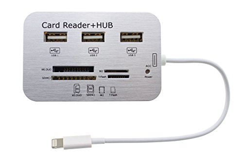 iPrime® 7in1 Camera Connection Kit / USB-Hub / SD (SDHC), TF (T-Flash), M2, MS, MS Duo, MMC Kartenlesegerät Card Reader Lightning Adapter für Apple iPad 4, iPad 5 Air, iPad Pro, iPad Mini 1-4 – Überträgt Bilder und Videos – iOS 10 kompatibel - 2