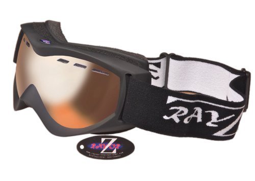 Ray-Zor Rayzor Profesional UV400 Doble con Lente de EsquÍ/snowboard gafas, con un marco Matt Negro y un Niebla anti Coated, ventilación Claro Ámbar antideslumbrante Amplia Claridad lente Vision.