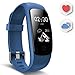 Produktbild Fitness Tracker, Ausun 107hr Plus Wasserdicht Smart Armband Uhr mit Schrittzähler Herzfrequenz Pulsmesser Kalorienzähler und Schlaf-Monitor, Smart Watch Anrufen SMS Reminder for Android and iOS, Blau