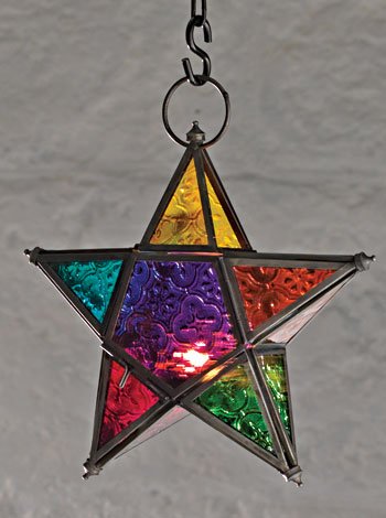 Moroccan style star hanging glass lantern, by White Candle Company by Candle Lanterns