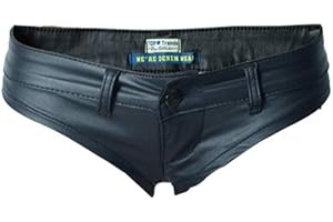 YUWELL Pantaloncini in Pelle di Jeans da Donna Hot Pan Sexy Vita Bassa Pantaloncini Ultra Elasticizzati Pantaloncini in PU ultracorti Pantaloni Caldi Sexy
