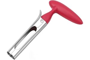 Voarge Usuwacz pestek jabłkowych, wyciągacz pestek jabłkowych ze stali nierdzewnej 304, klinga ze stali nierdzewnej klasy spożywczej i zębaty brzeg (czerwony)