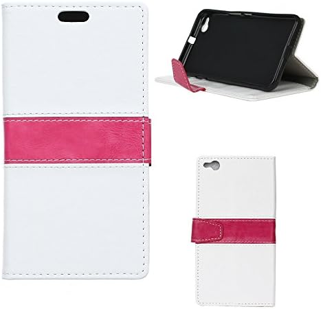 HTC ONE X9 Flip Wallet Case, Premium Genuine Quality Double Color Design Flip Leather Wallet Case with 2 Card Slots and Convenient Stand Function for HTC ONE X9 - White