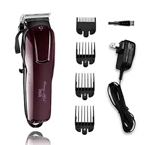 Professional Rechargeble Fast Feed Adjustable Pivot Motor Hair Clipper, 2000mA Powerful Electric Cutting Trimmer Set,Hair Cutting Kit Cordless for Men (Red)